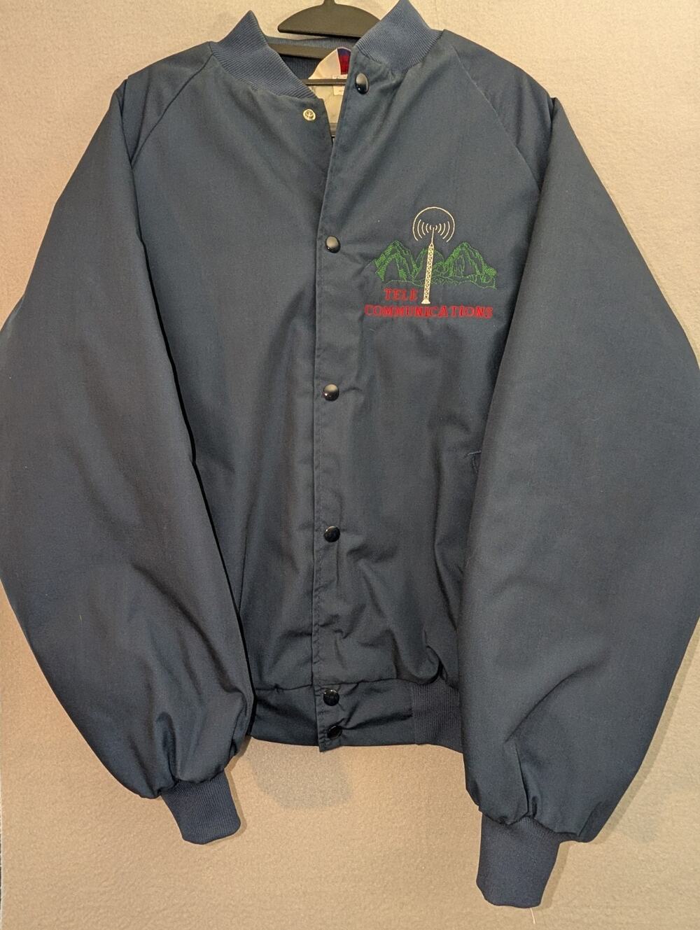 Vintage WestArk Jacket Mens XL Blue Canvas Bomber USA Workwear Telecommunication